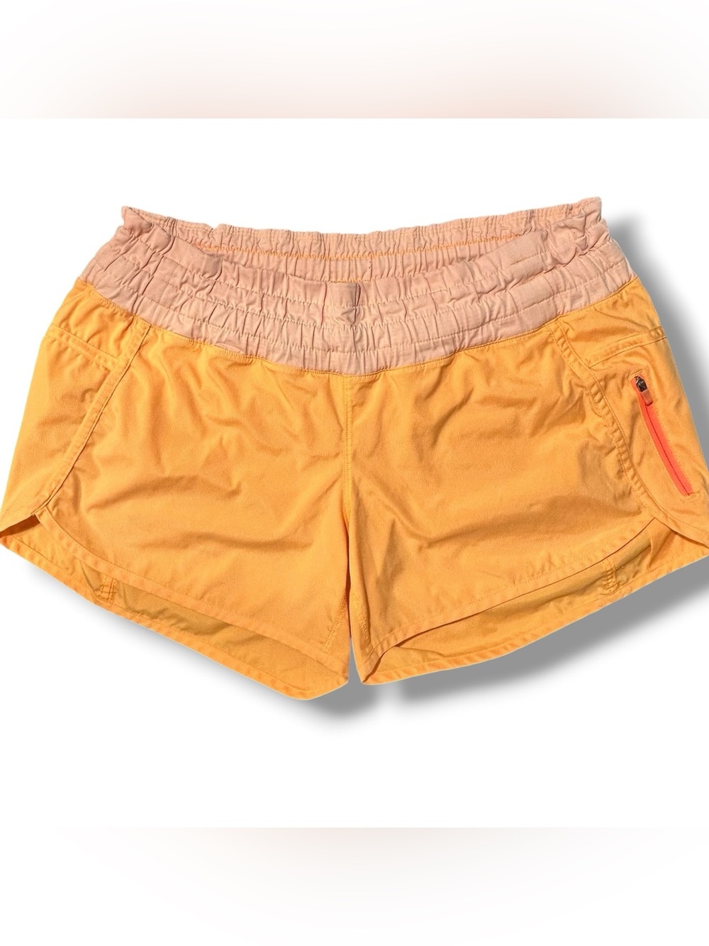 LULULEMON Women’s “Track That” Shorts 4” High Rise 2 Tone Orange Size 8 EUC!
